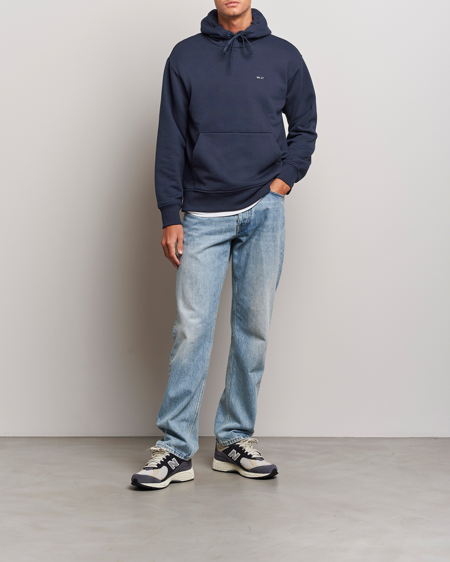 Herre | Trøjer | NN07 | Briggs Logo Hoodie Navy Blue