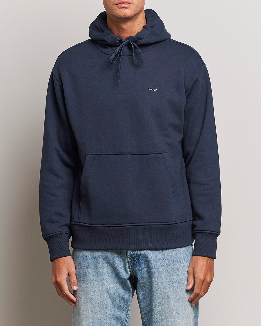 Herre | Trøjer | NN07 | Briggs Logo Hoodie Navy Blue