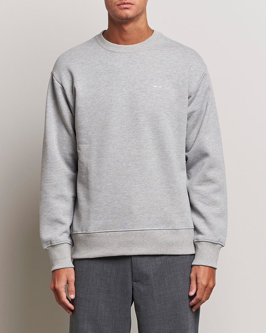 Herre | Grå sweatshirts | NN07 | Briggs Logo Crew Neck Sweatshirt Light Grey Melange