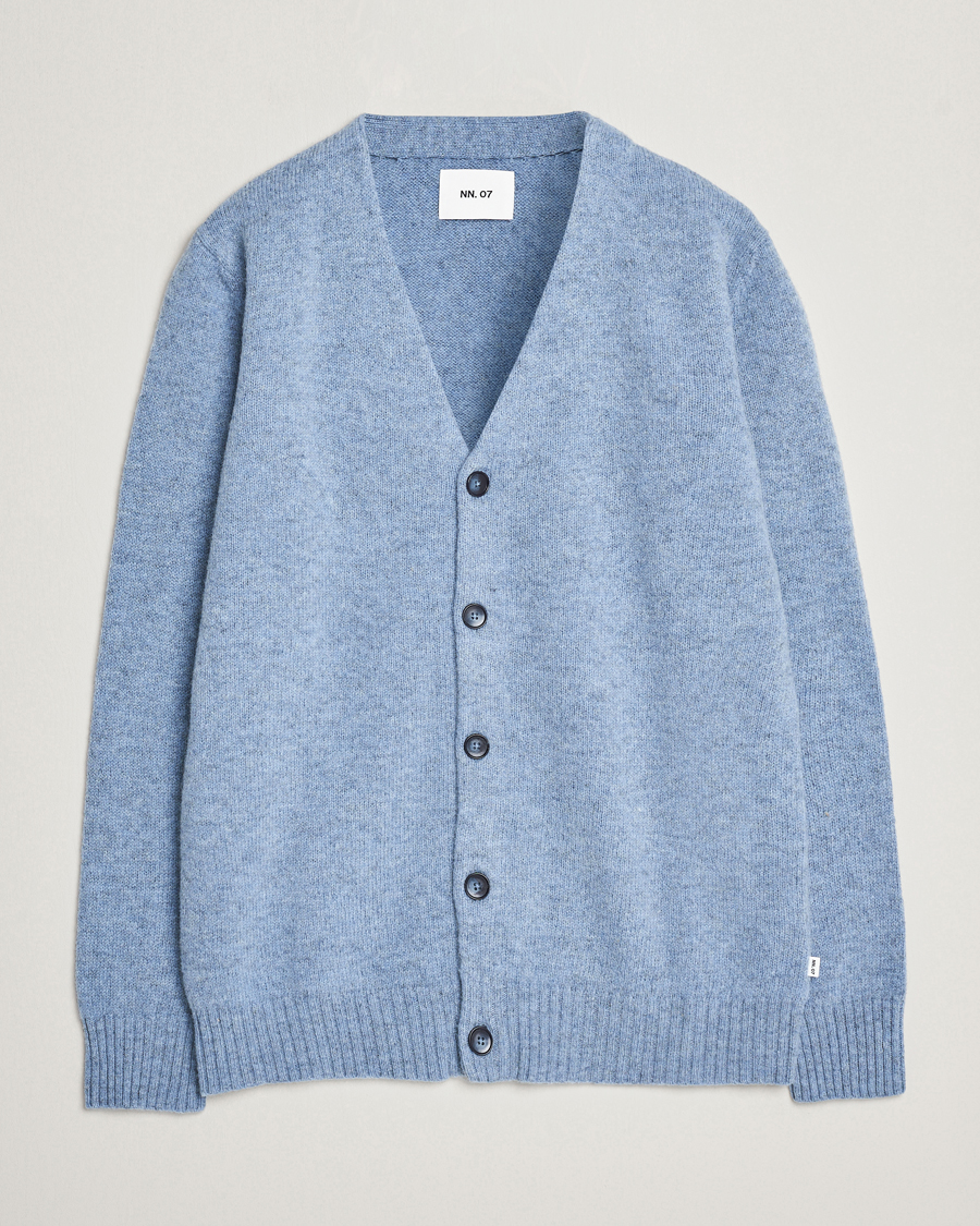 Herre | Trøjer | NN07 | Nathan Brushed Cardigan Light Blue Melange