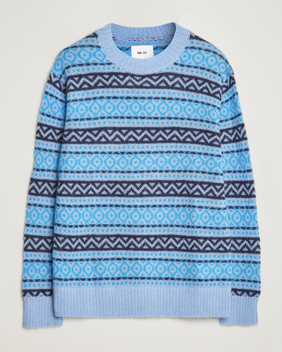 Herre | Trøjer | NN07 | Grant Wool Fairisle Sweater Light Blue