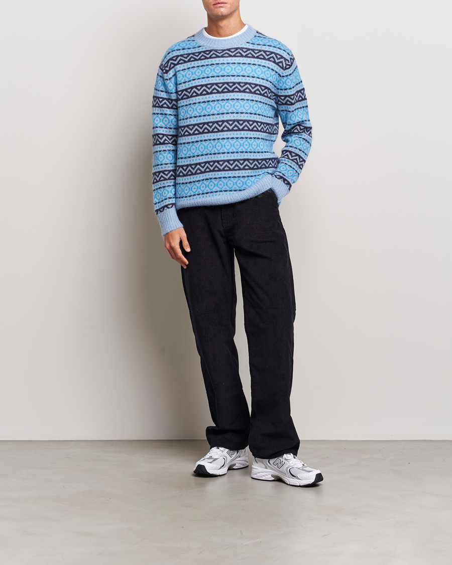 Herre | Trøjer | NN07 | Grant Wool Fairisle Sweater Light Blue