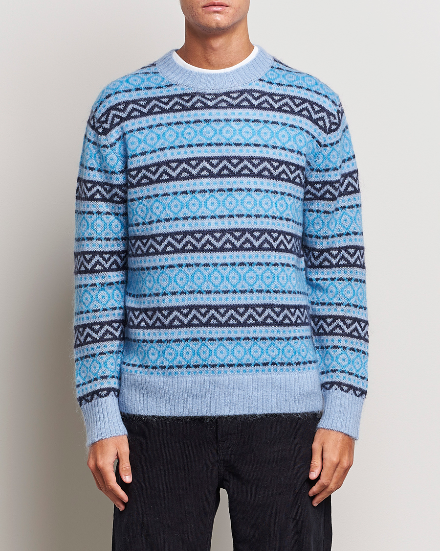 Herre | Trøjer | NN07 | Grant Wool Fairisle Sweater Light Blue
