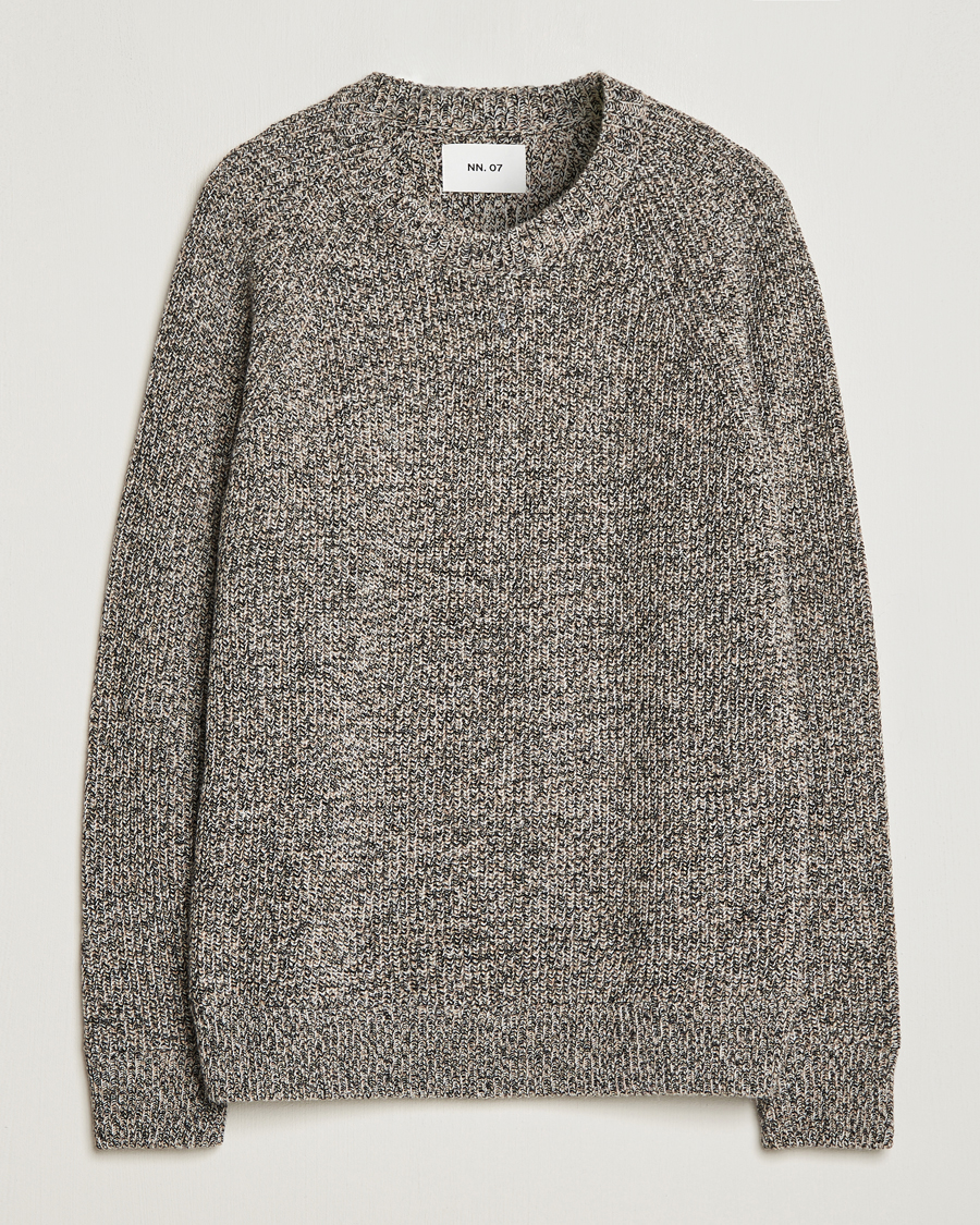 Herre | Trøjer | NN07 | Jacobo Heavy Knitted Sweater Khaki Melange