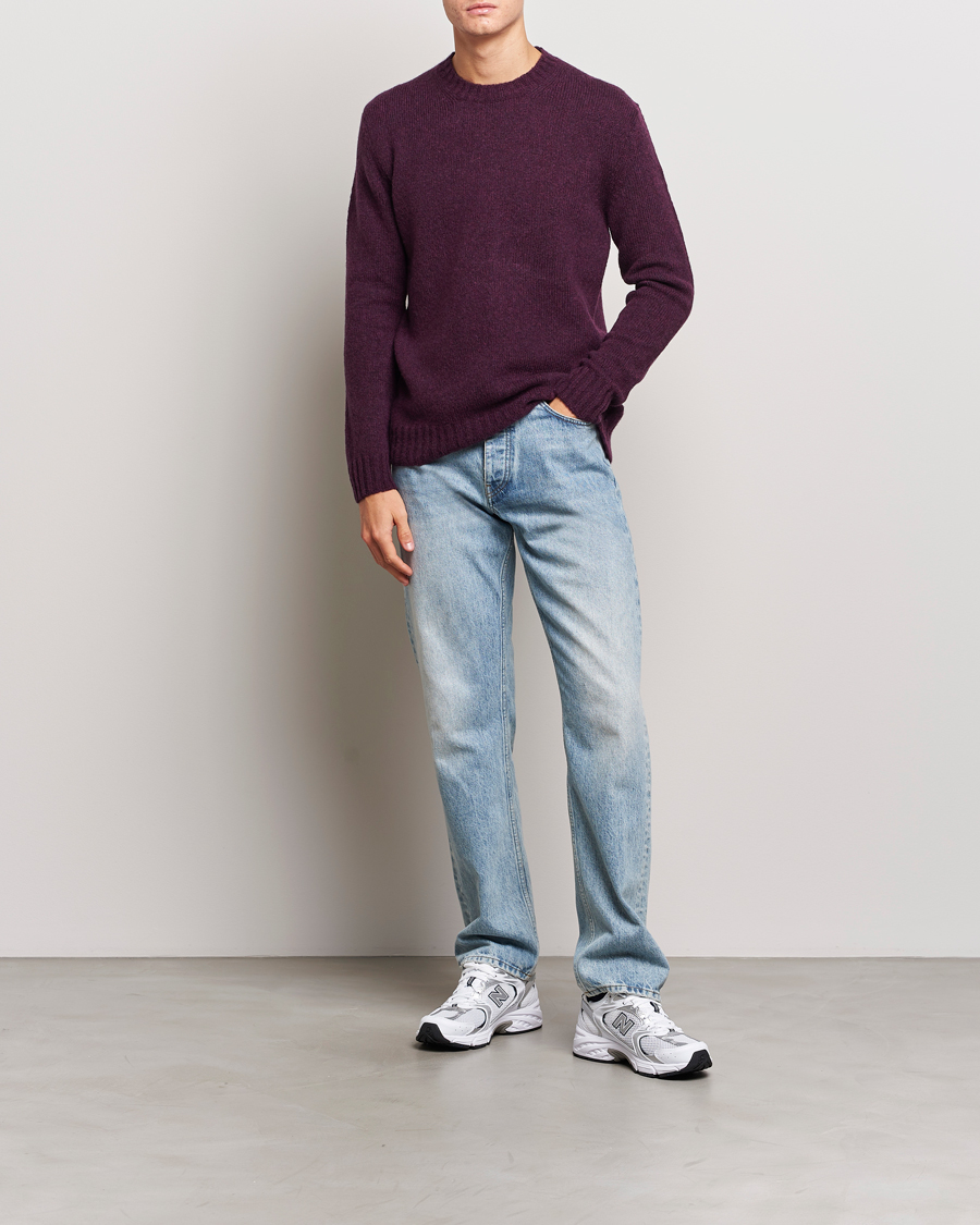 Herre | Trøjer | NN07 | Lee Brushed Wool Crew Neck Plum