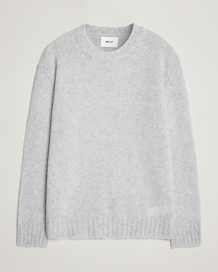 Herre | Trøjer | NN07 | Lee Brushed Wool Crew Neck Light Grey Melange