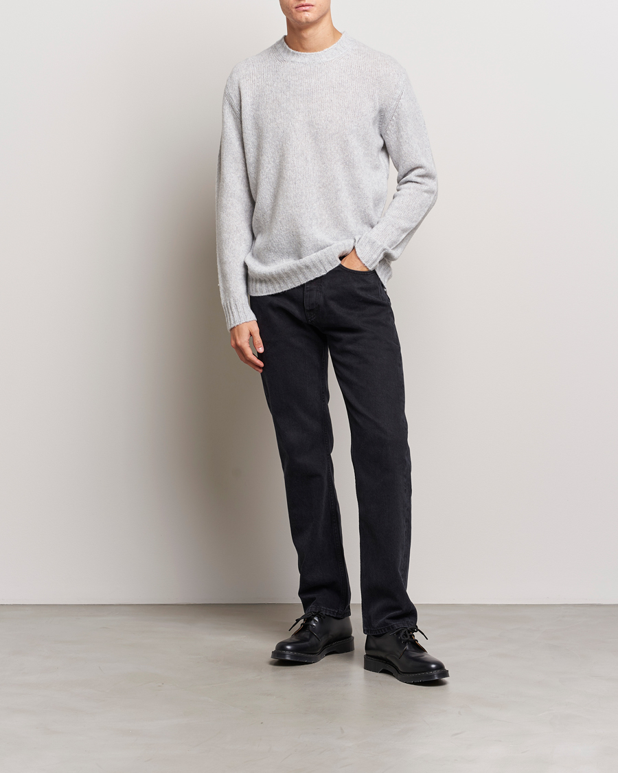 Herre | Trøjer | NN07 | Lee Brushed Wool Crew Neck Light Grey Melange