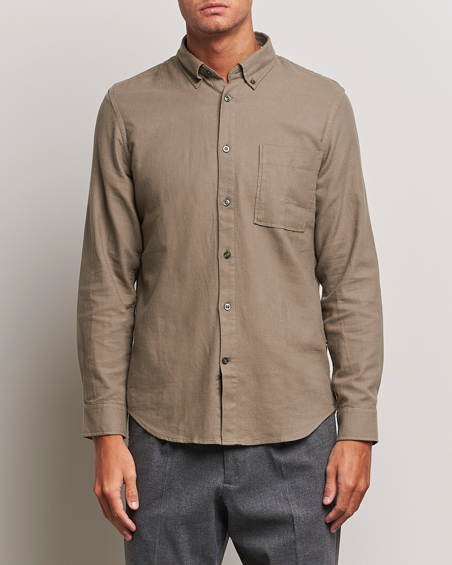 Herre | Flannelskjorter | NN07 | Arne Brushed Flannel Shirt Dark Clay