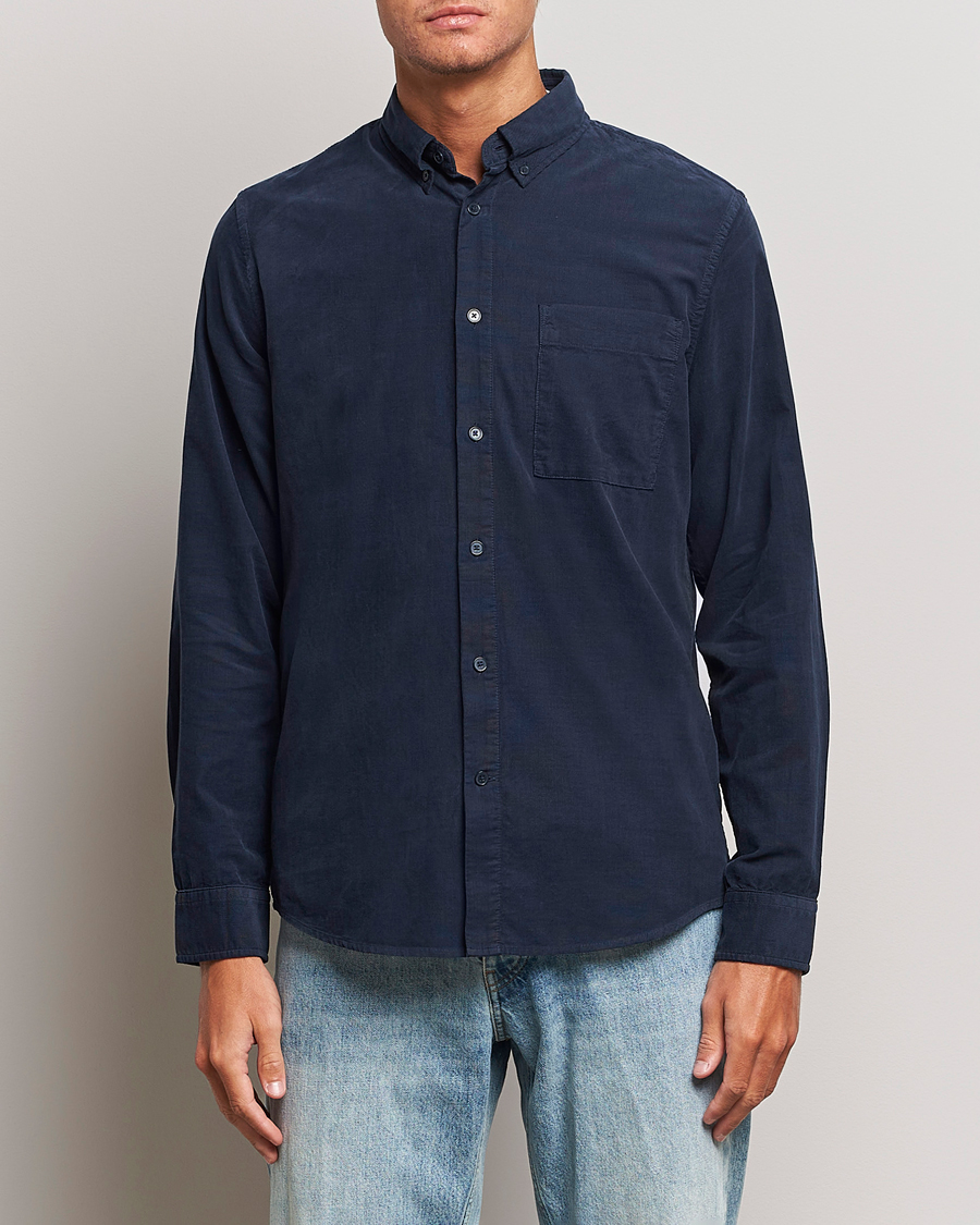 Herre | Fløjlsskjorter | NN07 | Arne Baby Cord Shirt Navy Blue