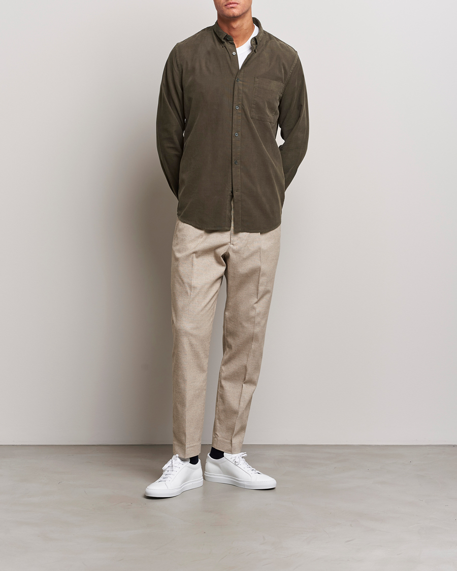 Herre | Skjorter | NN07 | Arne Baby Cord Shirt Dark Army