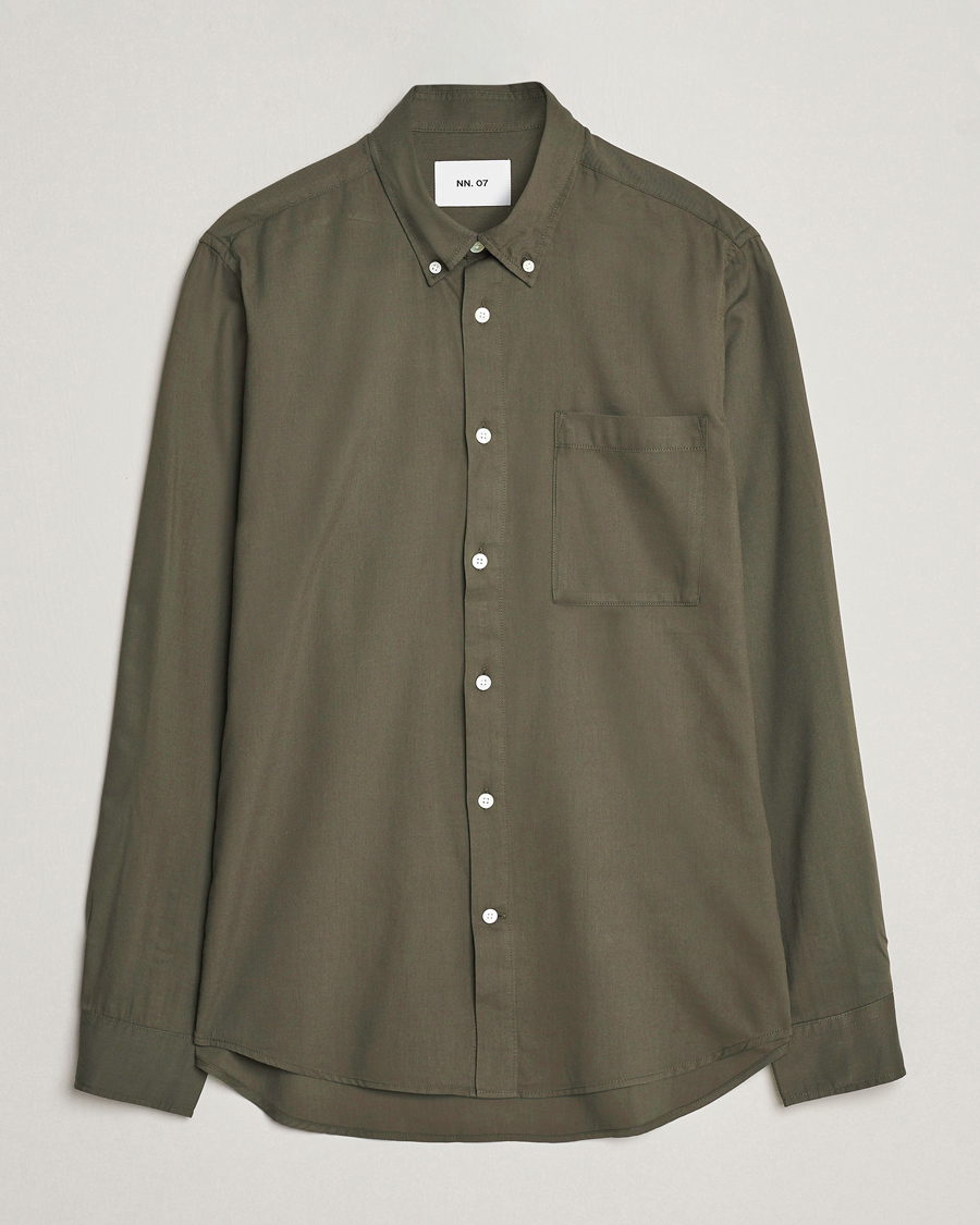 Herre | Skjorter | NN07 | Arne Tencel Striped Shirt Dark Army