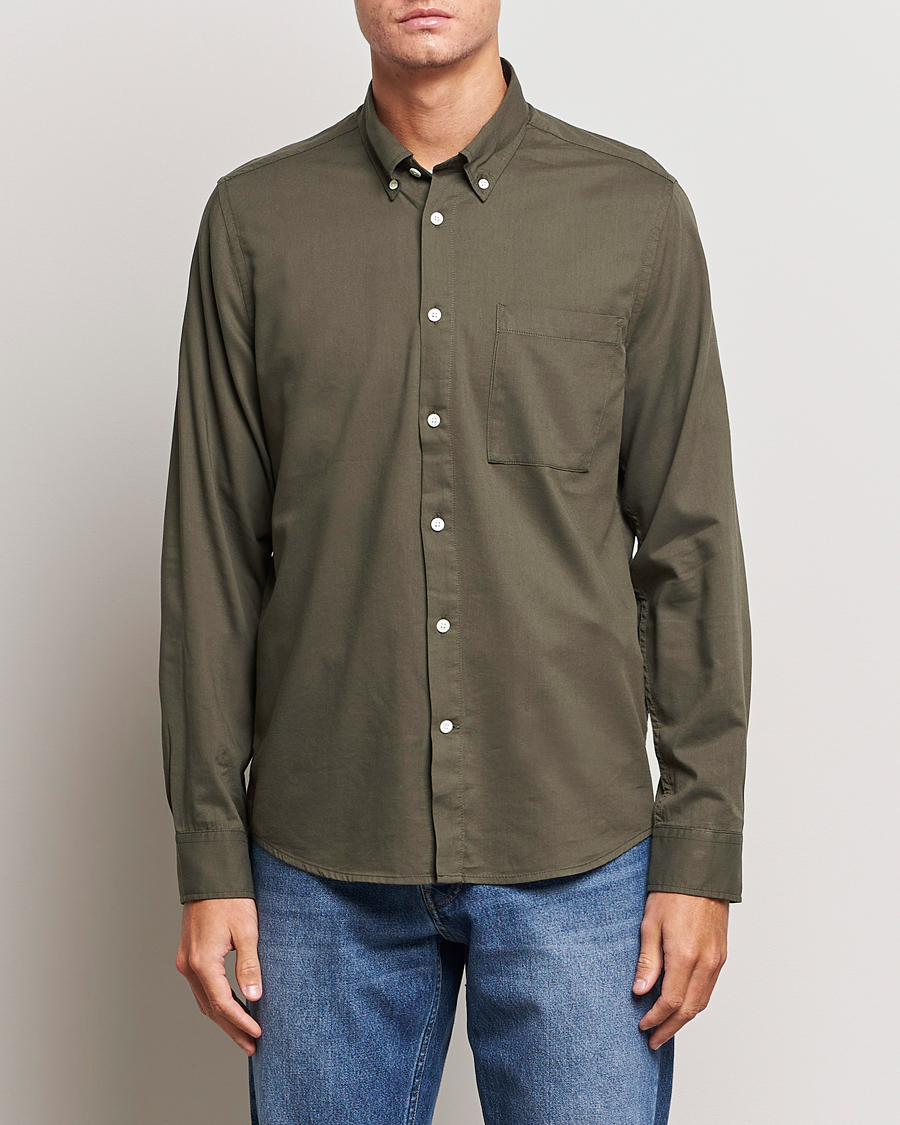 Herre | Skjorter | NN07 | Arne Tencel Striped Shirt Dark Army