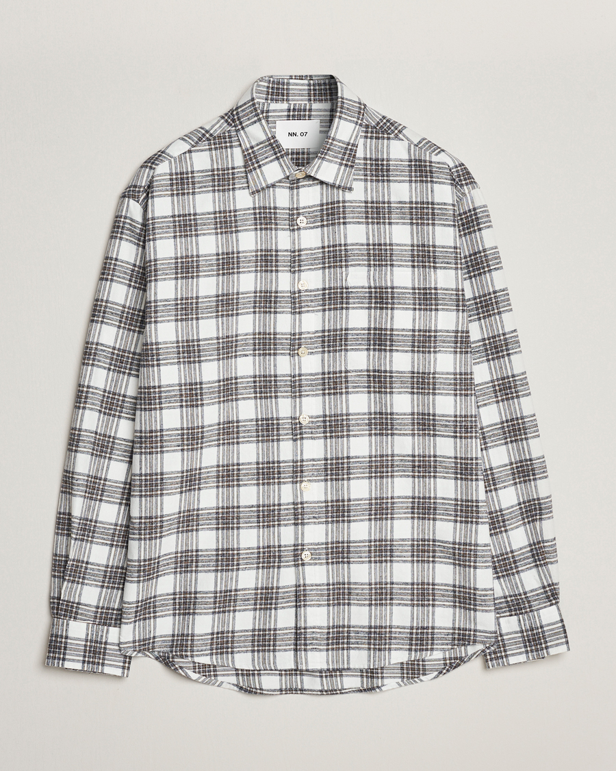 Herre | Skjorter | NN07 | Deon Brushed Flannel Checked Shirt Cream/Brown