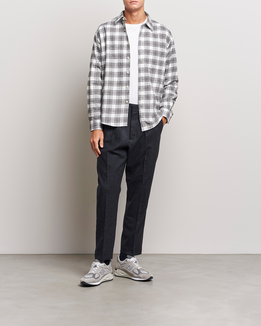 Herre | Skjorter | NN07 | Deon Brushed Flannel Checked Shirt Cream/Brown