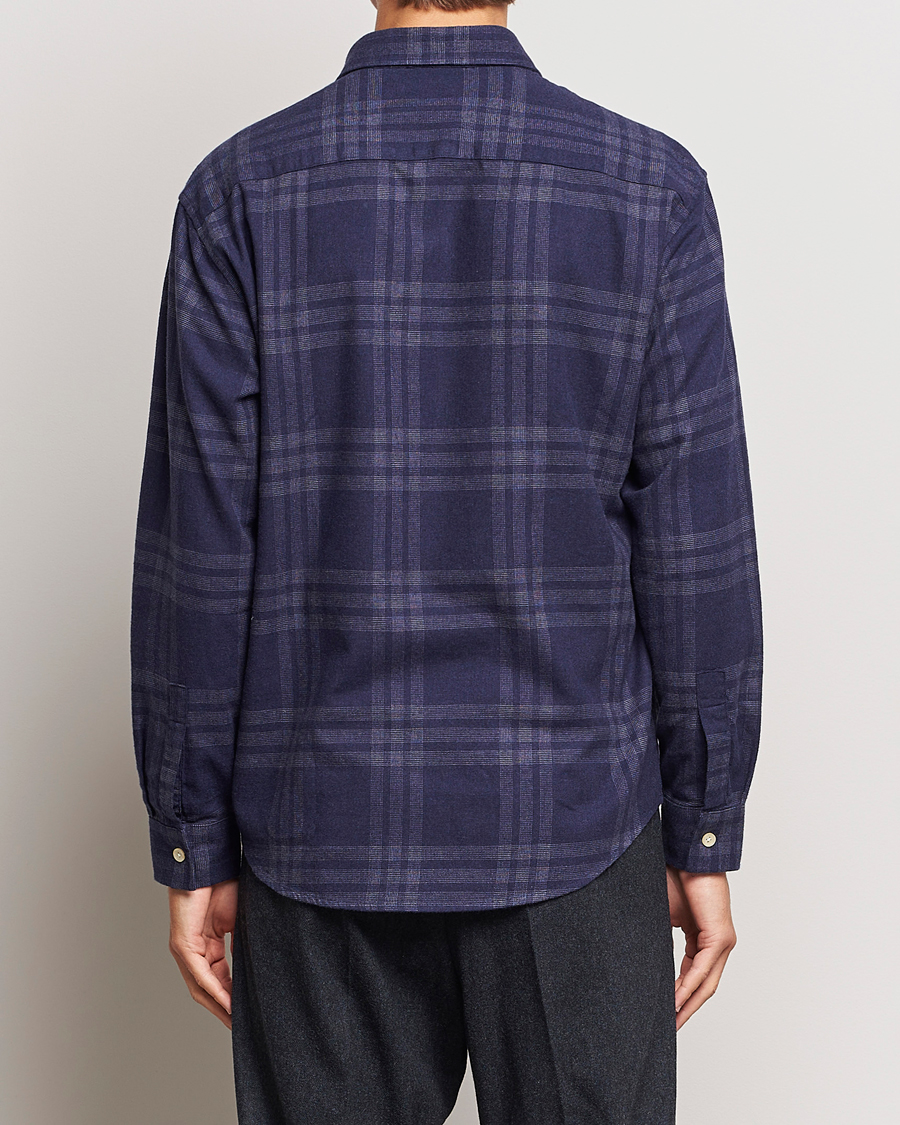 Herre | Skjorter | NN07 | Deon Brushed Flannel Checked Shirt Navy Blue