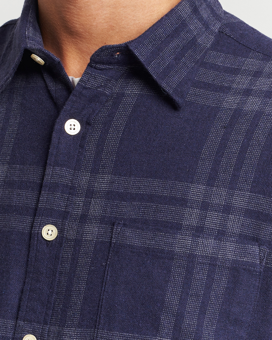 Herre | Skjorter | NN07 | Deon Brushed Flannel Checked Shirt Navy Blue
