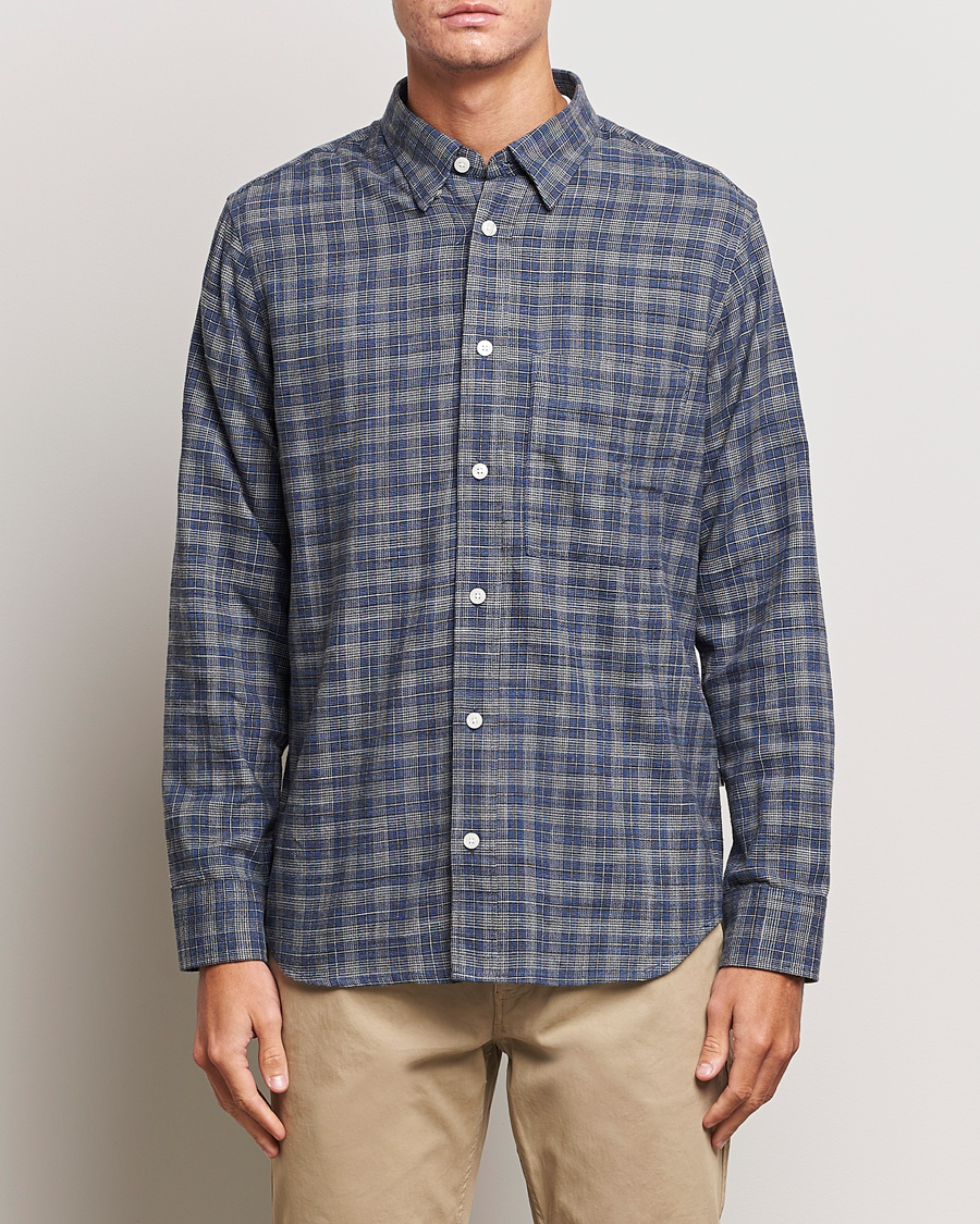 Herre | Flannelskjorter | NN07 | Cohen Brushed Flannel Checked Shirt Navy Blue