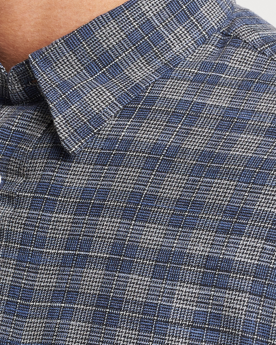 Herre | Skjorter | NN07 | Cohen Brushed Flannel Checked Shirt Navy Blue