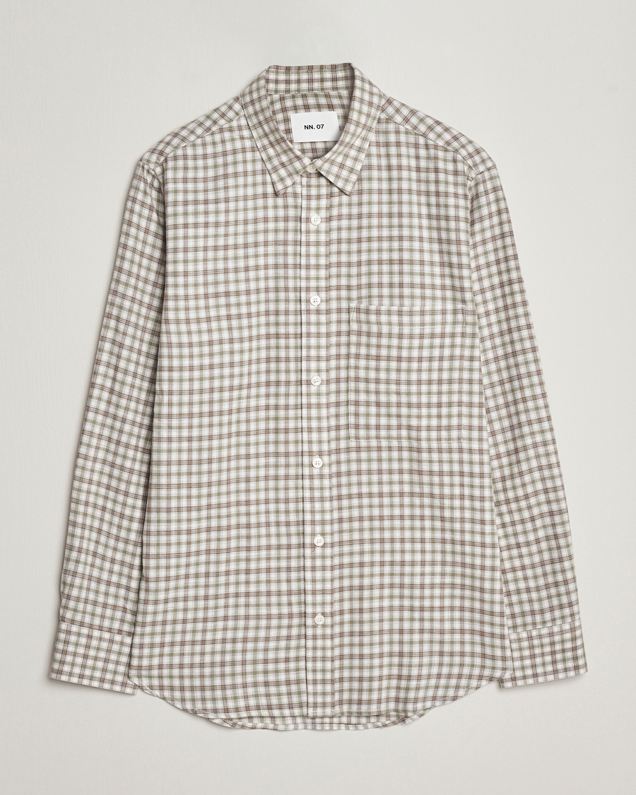 Herre | Skjorter | NN07 | Cohen Brushed Flannel Checked Shirt Green/Cream