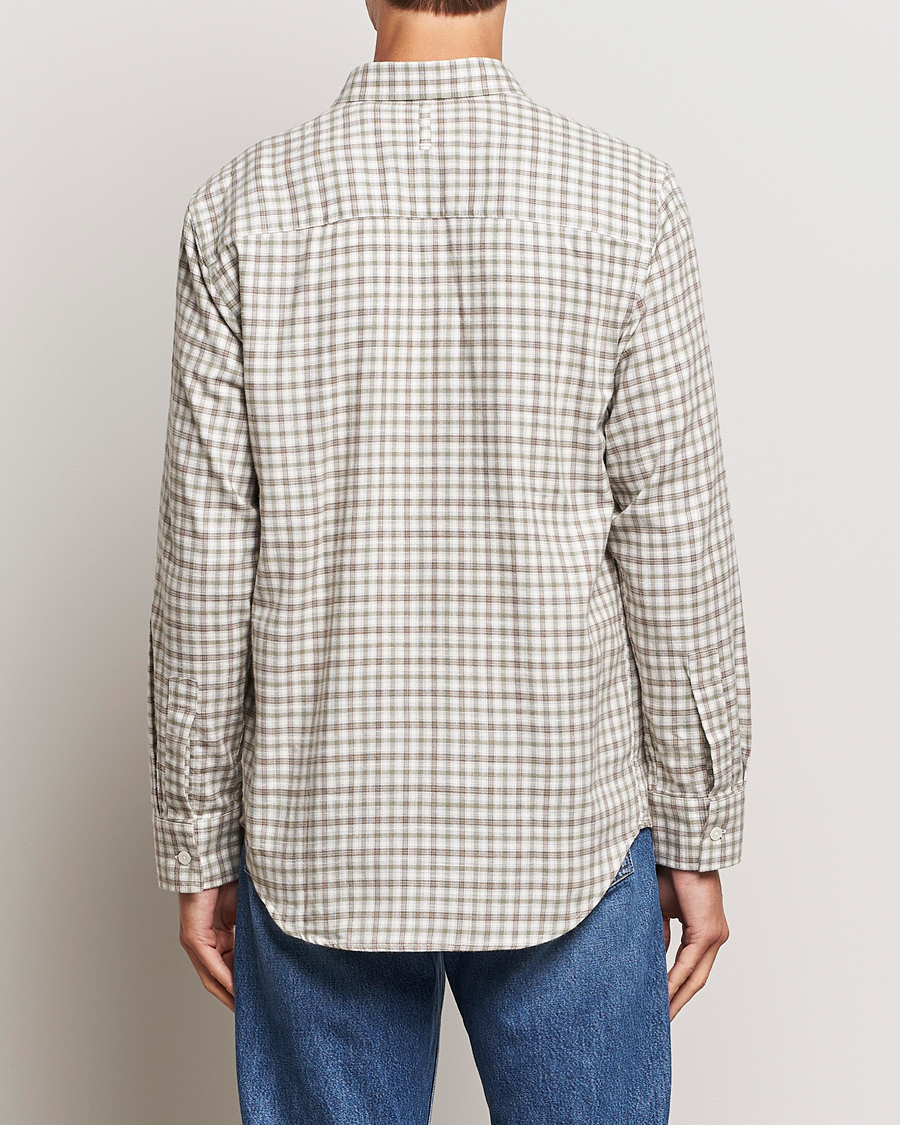 Herre | Skjorter | NN07 | Cohen Brushed Flannel Checked Shirt Green/Cream