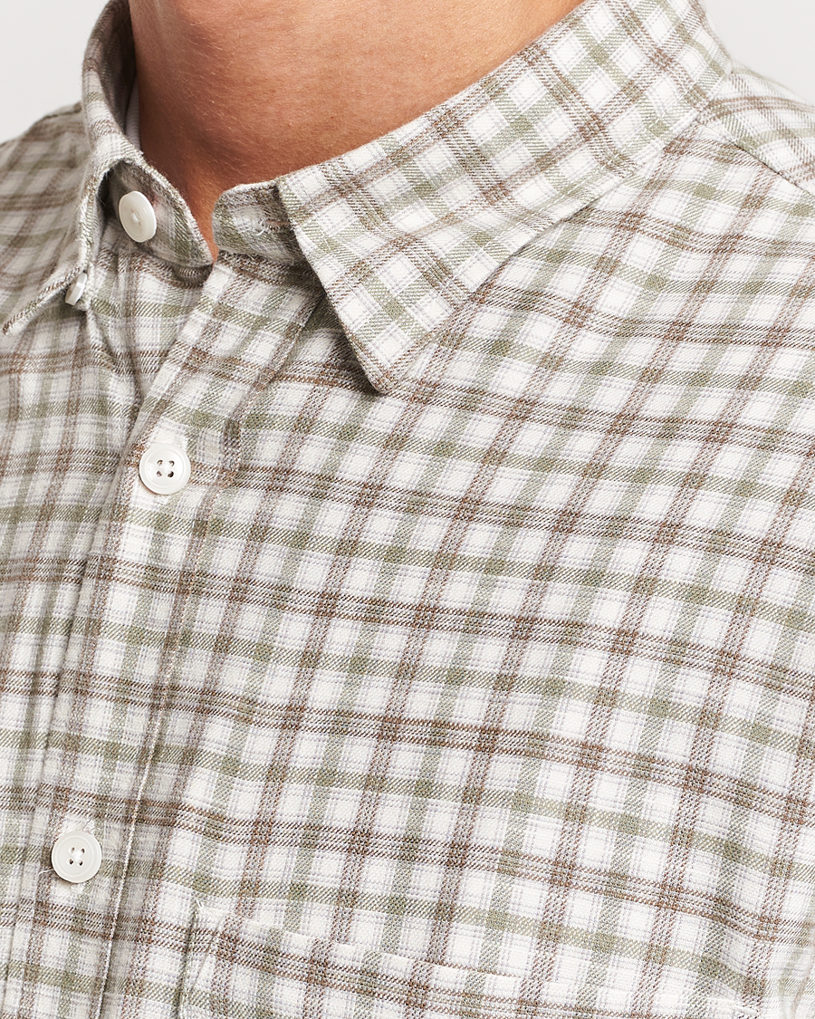 Herre | Skjorter | NN07 | Cohen Brushed Flannel Checked Shirt Green/Cream