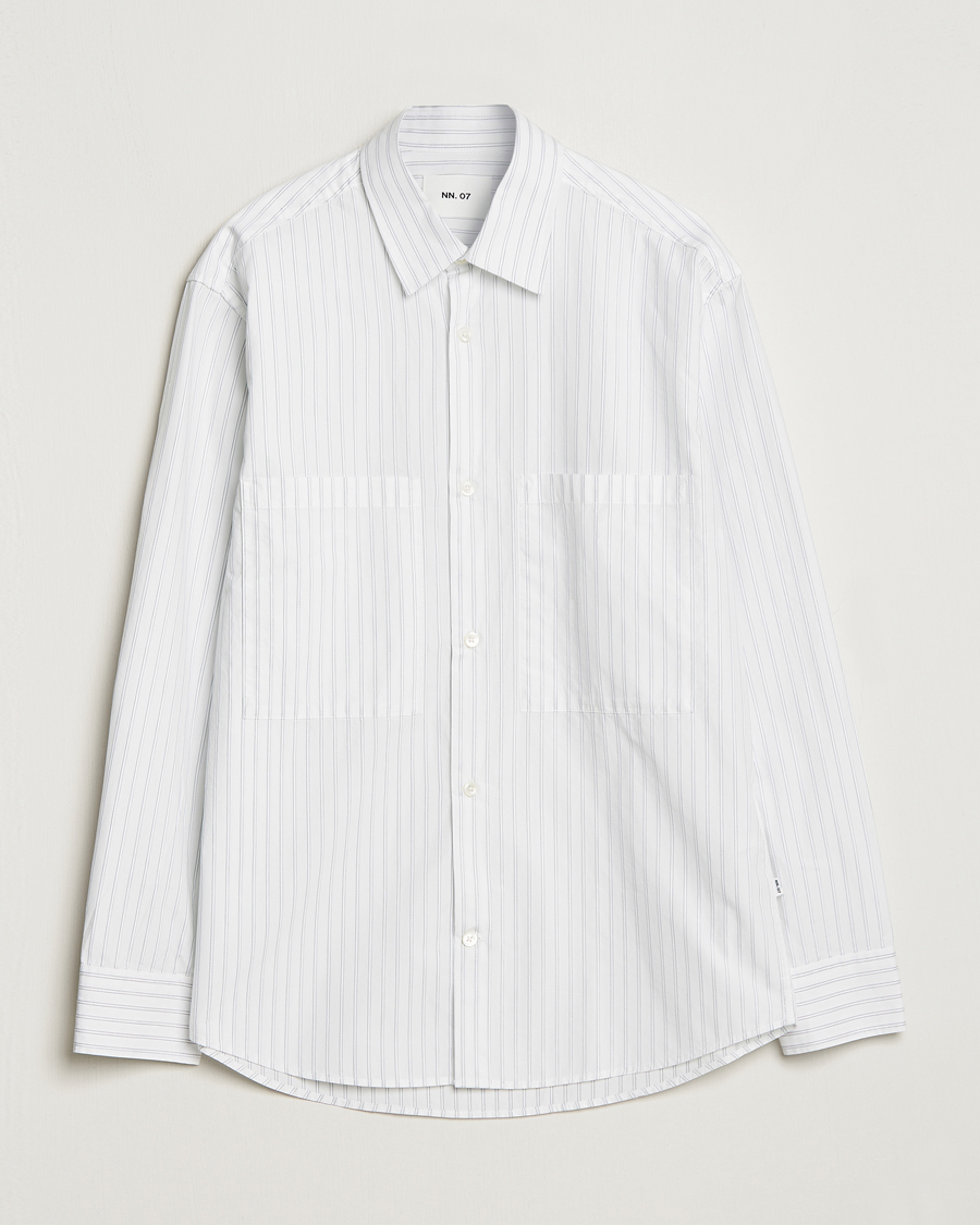 Herre | Skjorter | NN07 | Freddie Poplin Striped Shirt White/Black