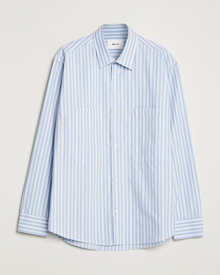 Herre | Skjorter | NN07 | Freddie Poplin Striped Shirt Blue/White