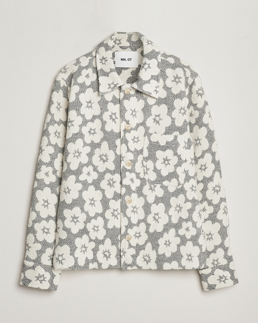 Herre | Jakker | NN07 | Rahim Flower Shirt Jacket White/Black