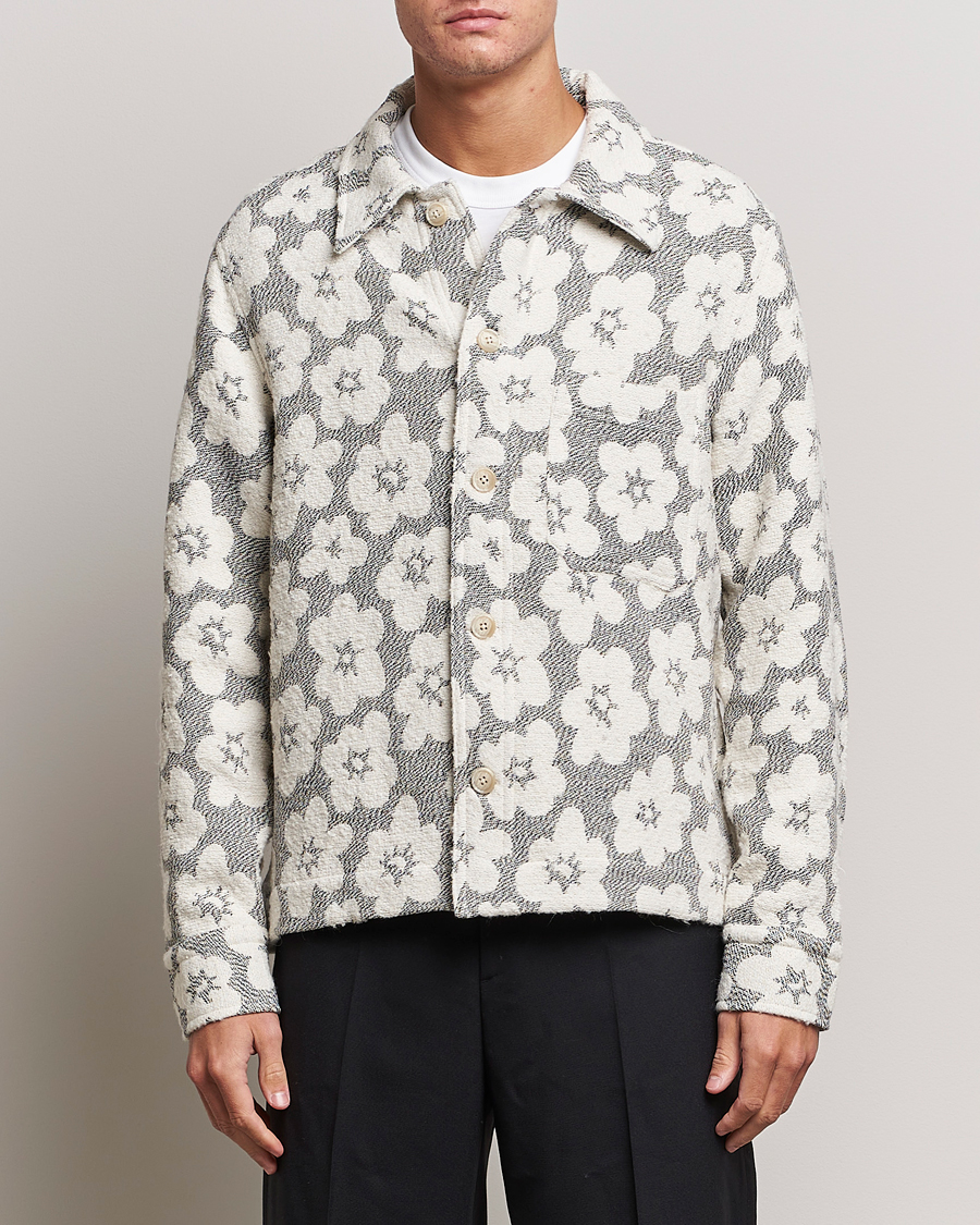 Herre | Jakker | NN07 | Rahim Flower Shirt Jacket White/Black