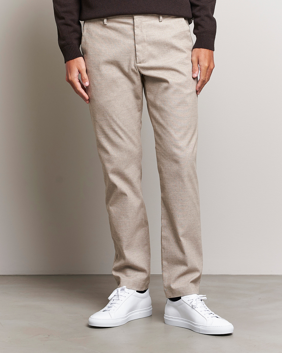 Herre | Bukser | NN07 | Theo Brushed Cotton Trousers Cement Melange