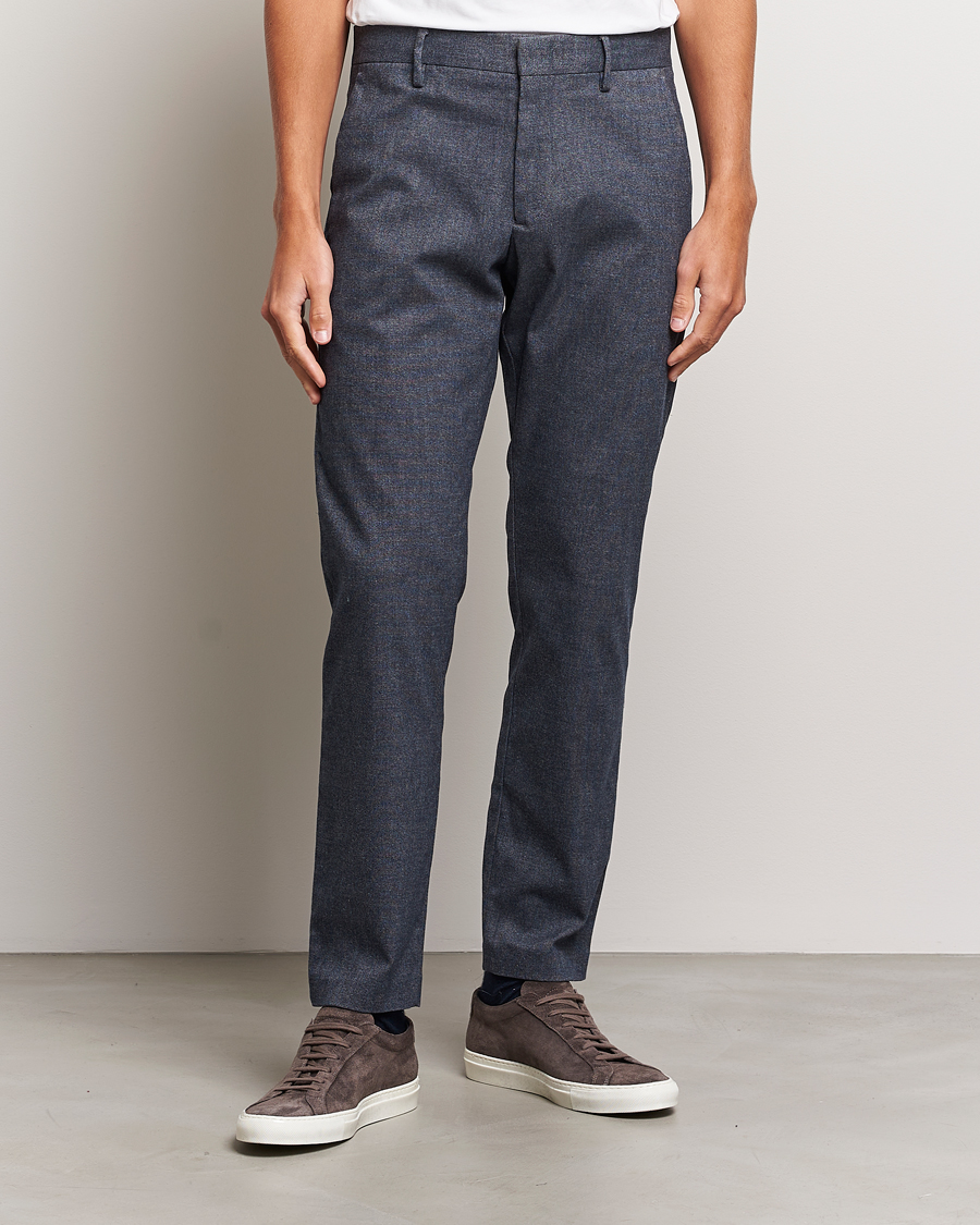 Herre | Bukser | NN07 | Theo Brushed Cotton Trousers Navy Melange