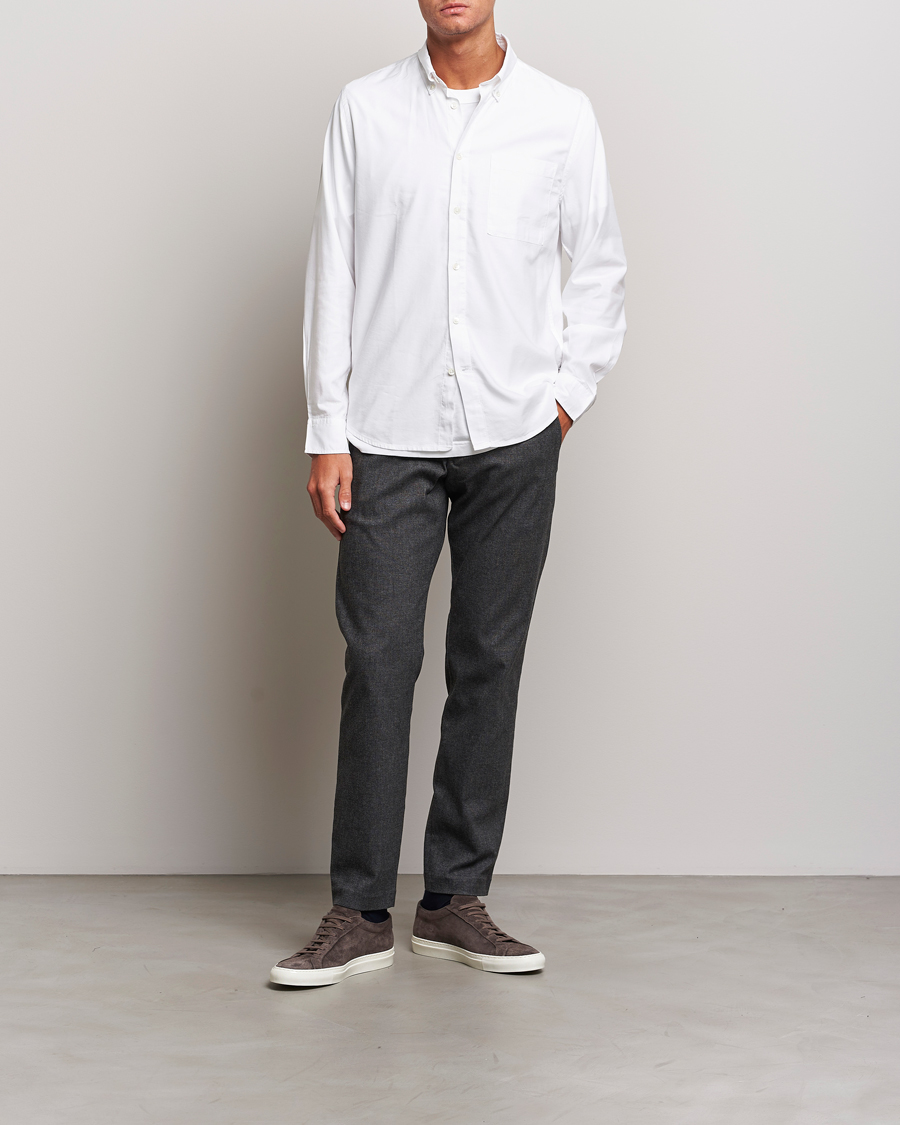Herre | Bukser | NN07 | Theo Brushed Cotton Trousers Black Melange