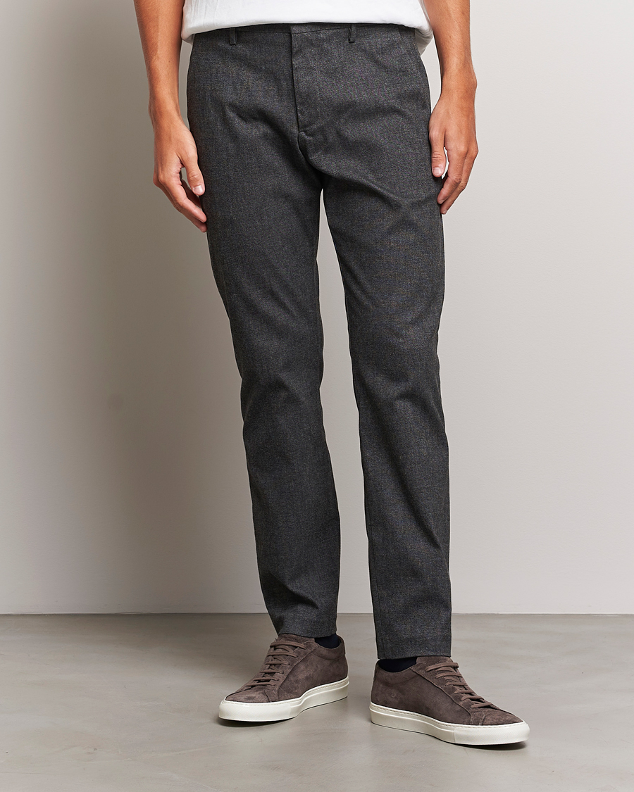 Herre | Bukser | NN07 | Theo Brushed Cotton Trousers Black Melange
