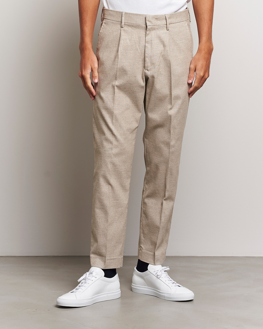 Herre | Chinos | NN07 | Bill Pleated Structured Trousers Cement Melange