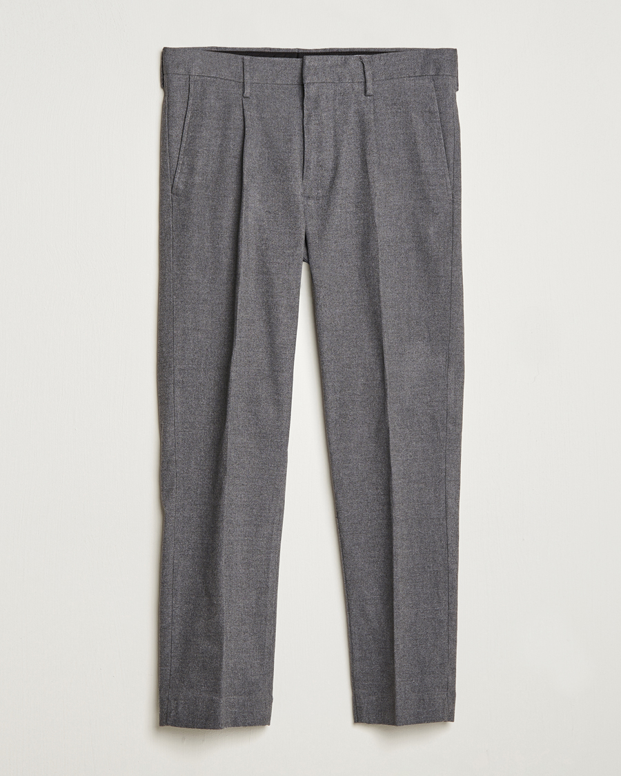 Herre | Bukser | NN07 | Bill Pleated Structured Trousers Grey Melange