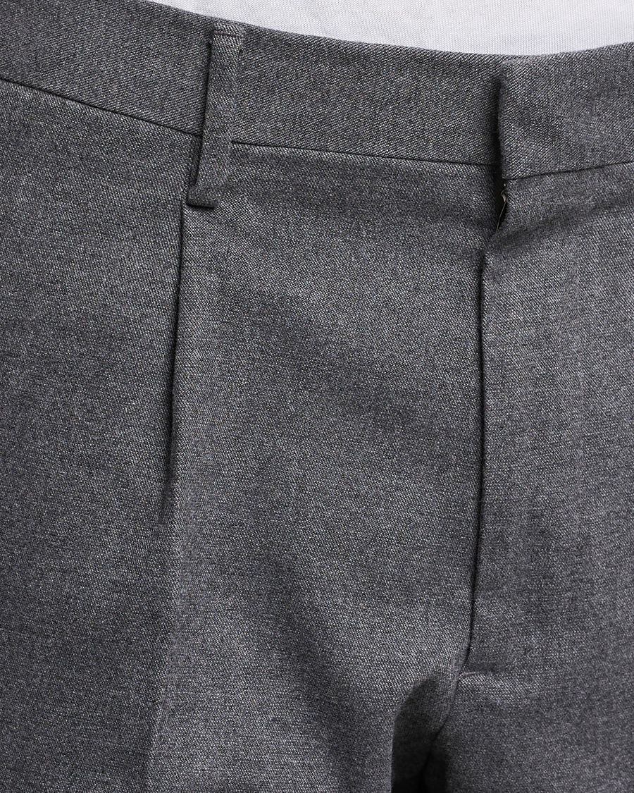 Herre | Bukser | NN07 | Bill Pleated Structured Trousers Grey Melange