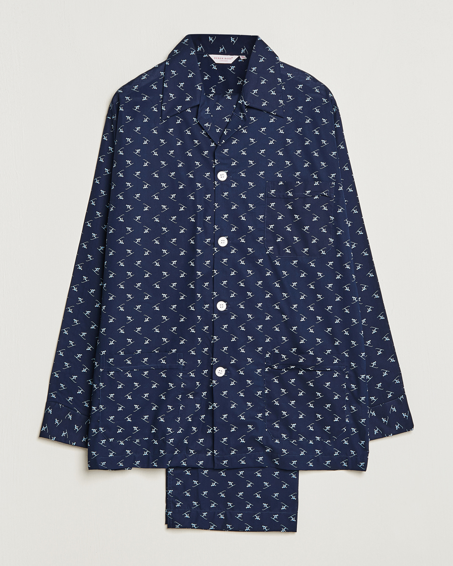 Herre | Pyjamas & Morgenkåber | Derek Rose | Cotton Ski Pyjama Set Navy