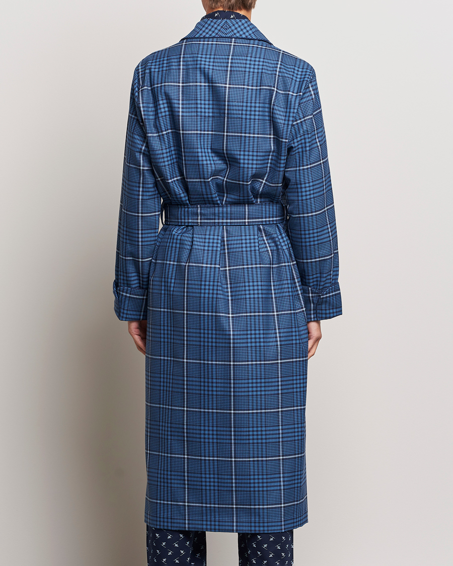 Herre | Pyjamas & Morgenkåber | Derek Rose | Wool Checked Gown Blue