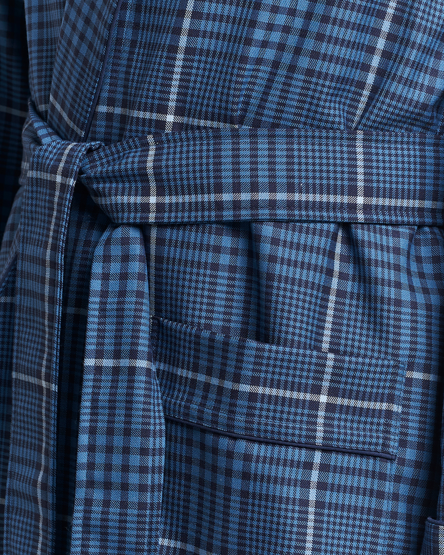 Herre | Pyjamas & Morgenkåber | Derek Rose | Wool Checked Gown Blue