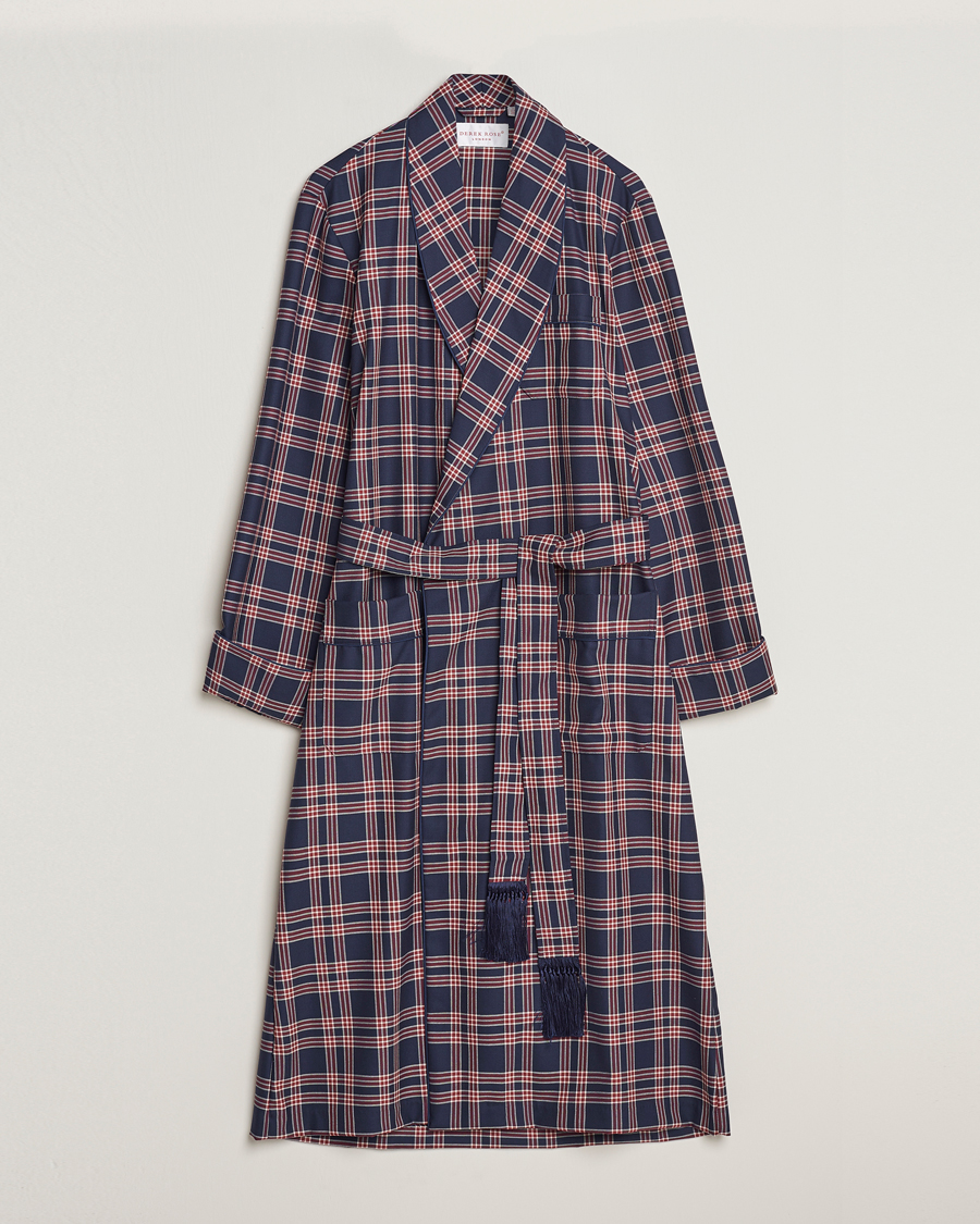 Herre | Pyjamas & Morgenkåber | Derek Rose | Wool Checked Gown Navy