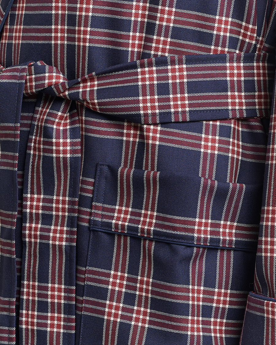 Herre | Pyjamas & Morgenkåber | Derek Rose | Wool Checked Gown Navy
