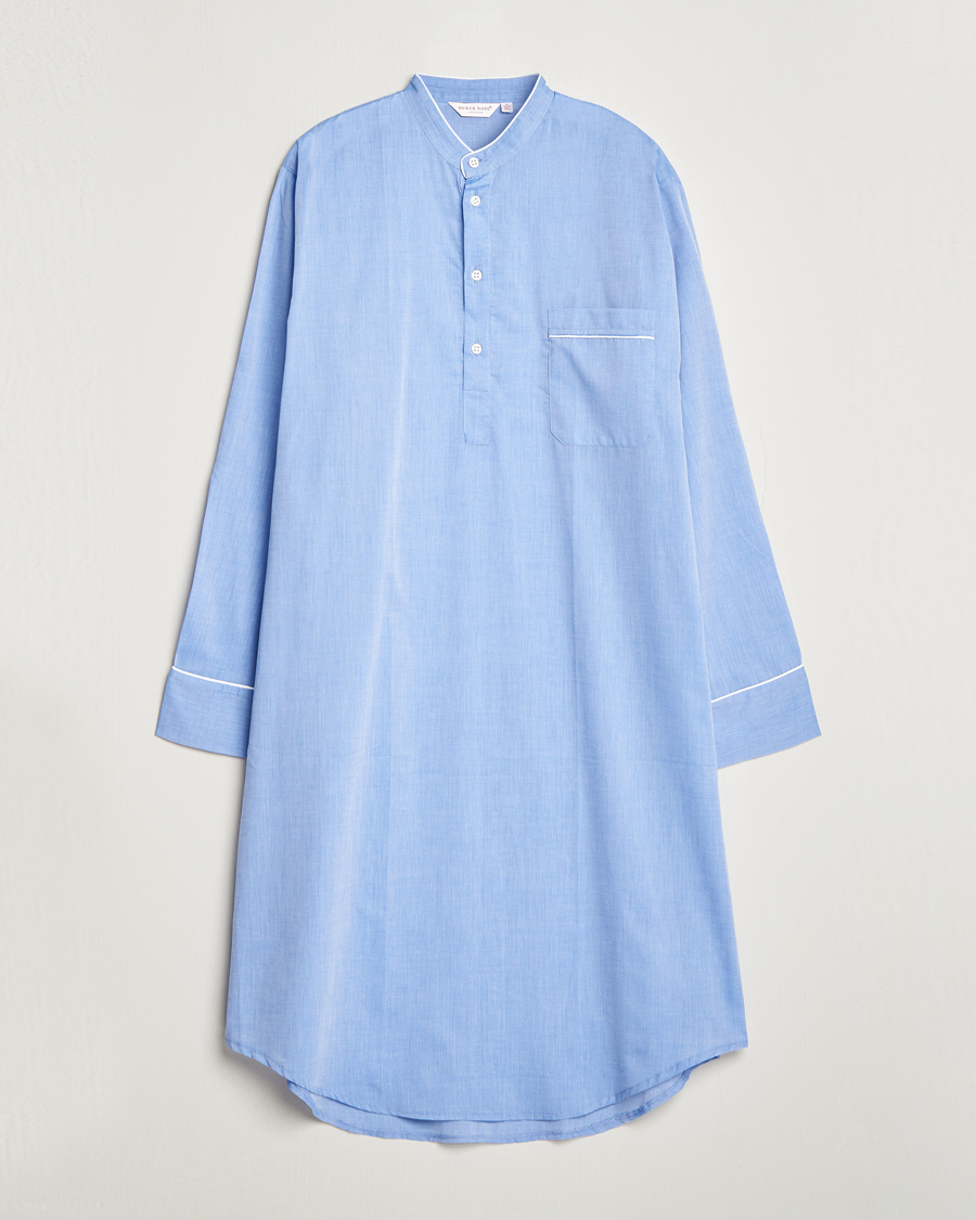 Herre | Derek Rose Cotton Pullover Nightshirt Light Blue | Derek Rose | Cotton Pullover Nightshirt Light Blue