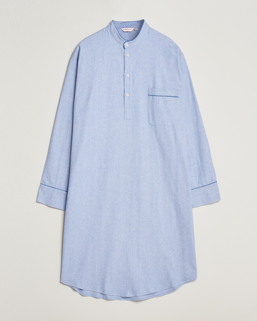 Herre | Pyjamas & Morgenkåber | Derek Rose | Cotton Pullover Nightshirt Light Blue