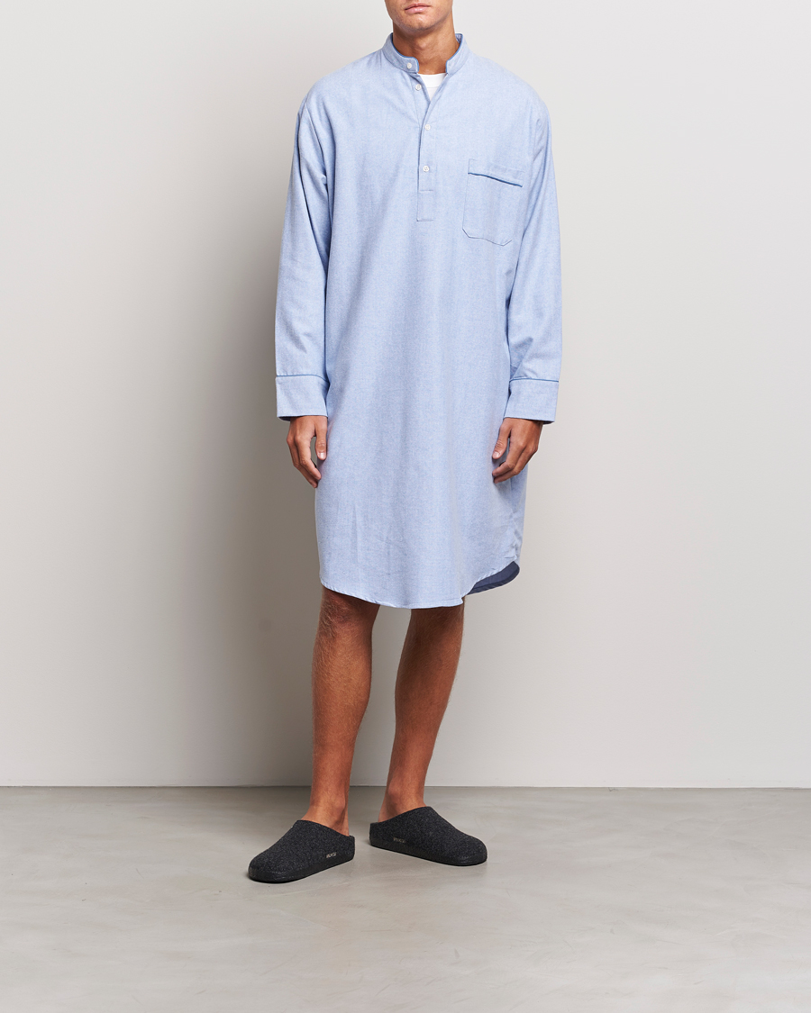 Herre | Pyjamas & Morgenkåber | Derek Rose | Cotton Pullover Nightshirt Light Blue