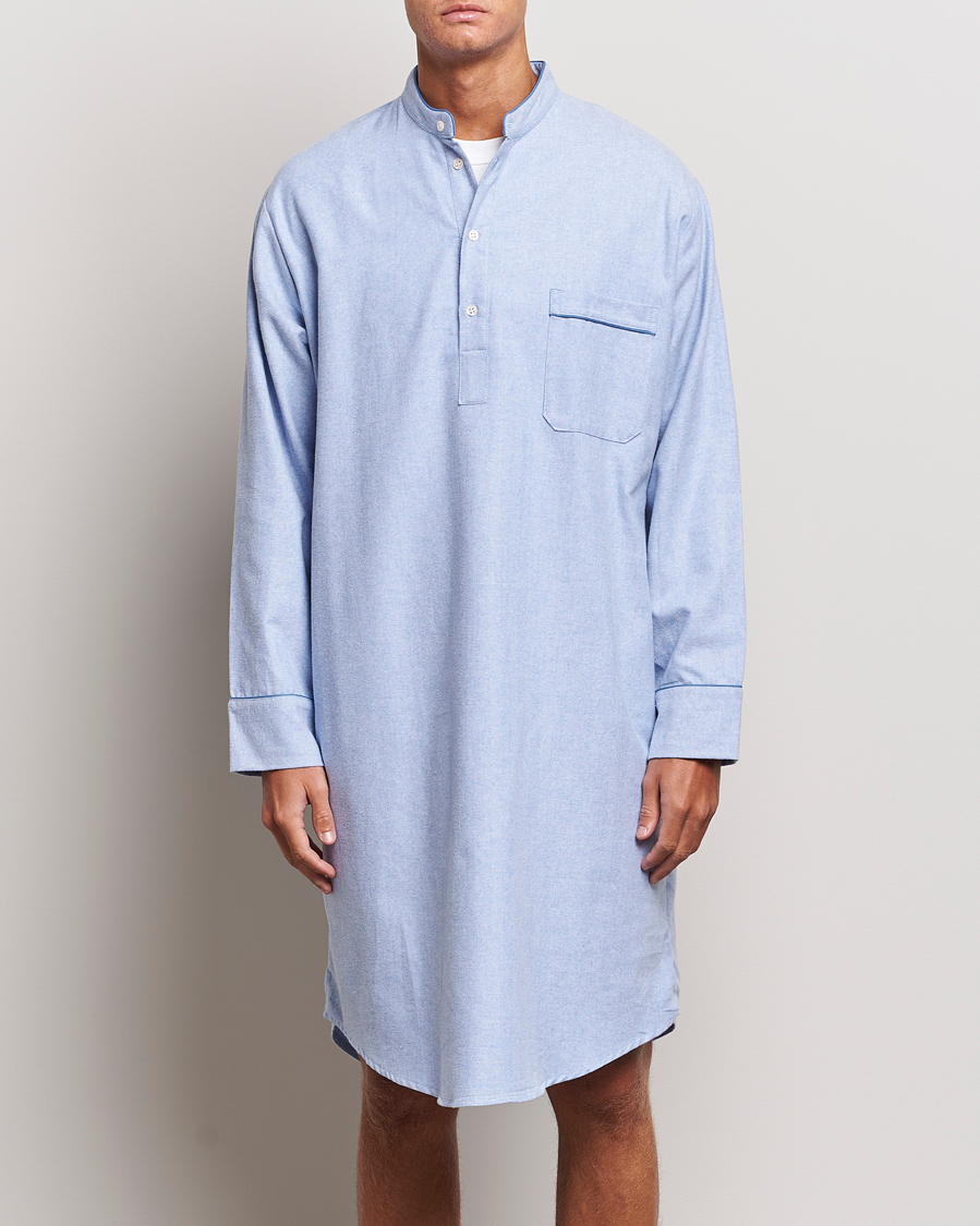 Herre | Afdelinger | Derek Rose | Cotton Pullover Nightshirt Light Blue