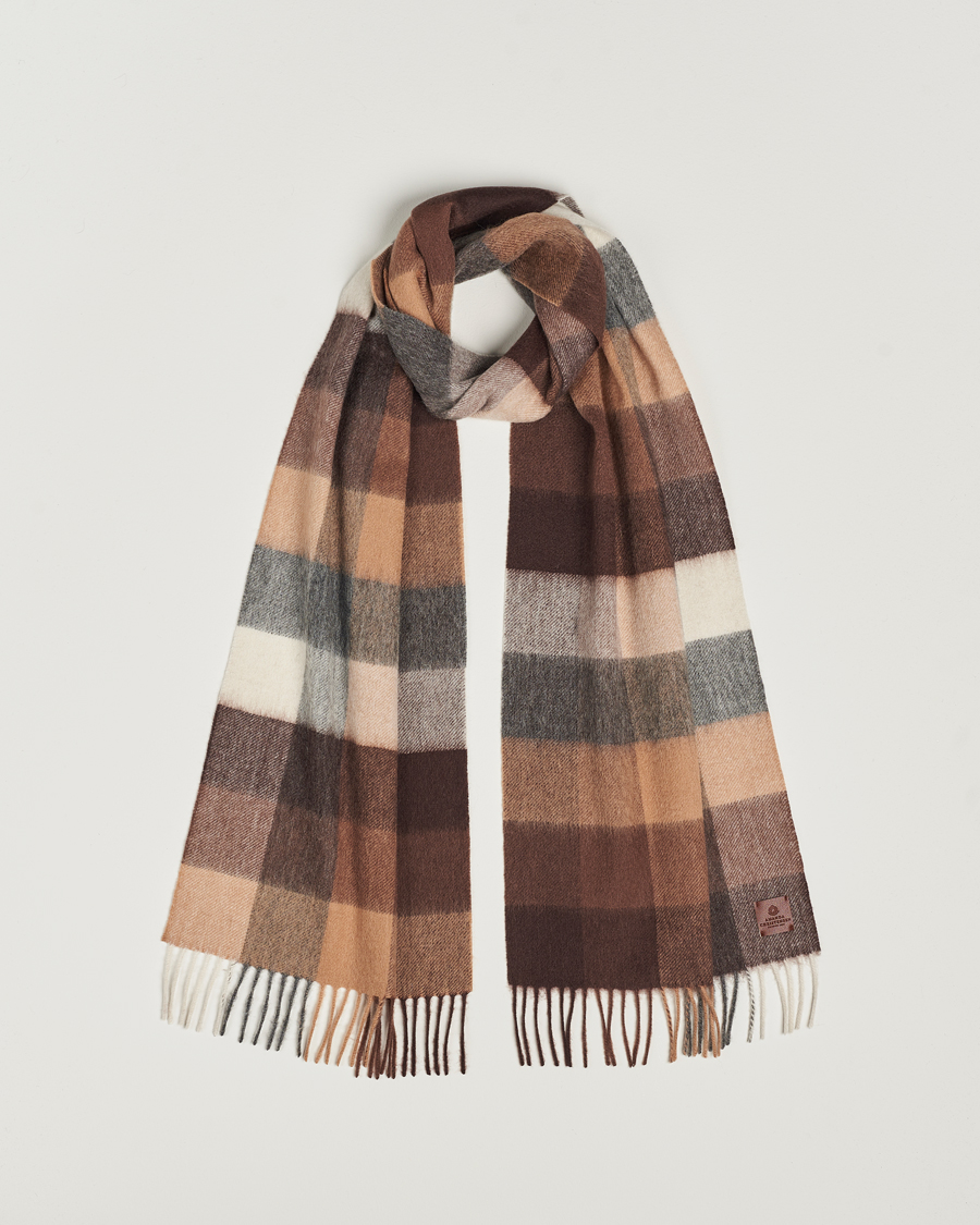 Herre | Amanda Christensen Merino Wool Block Check Scarf Brown Multi | Amanda Christensen | Merino Wool Block Check Scarf Brown Multi