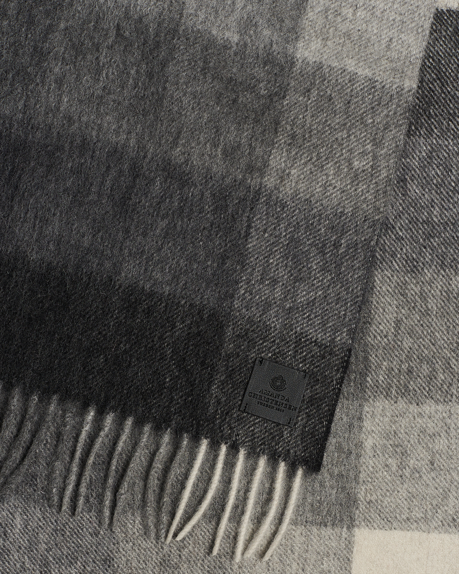Herre | Amanda Christensen Merino Wool Block Check Scarf Black/Grey | Amanda Christensen | Merino Wool Block Check Scarf Black/Grey