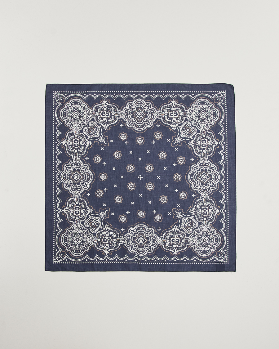 Herre | Amanda Christensen Cotton Voilé Printed Flower Bandana Navy | Amanda Christensen | Cotton Voilé Printed Flower Bandana Navy