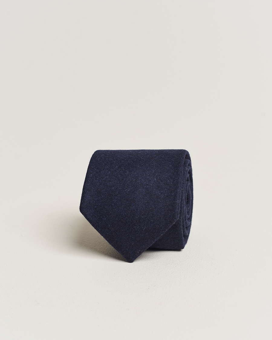 Herre | Amanda Christensen Wool Flannel 8cm Tie Navy | Amanda Christensen | Wool Flannel 8cm Tie Navy