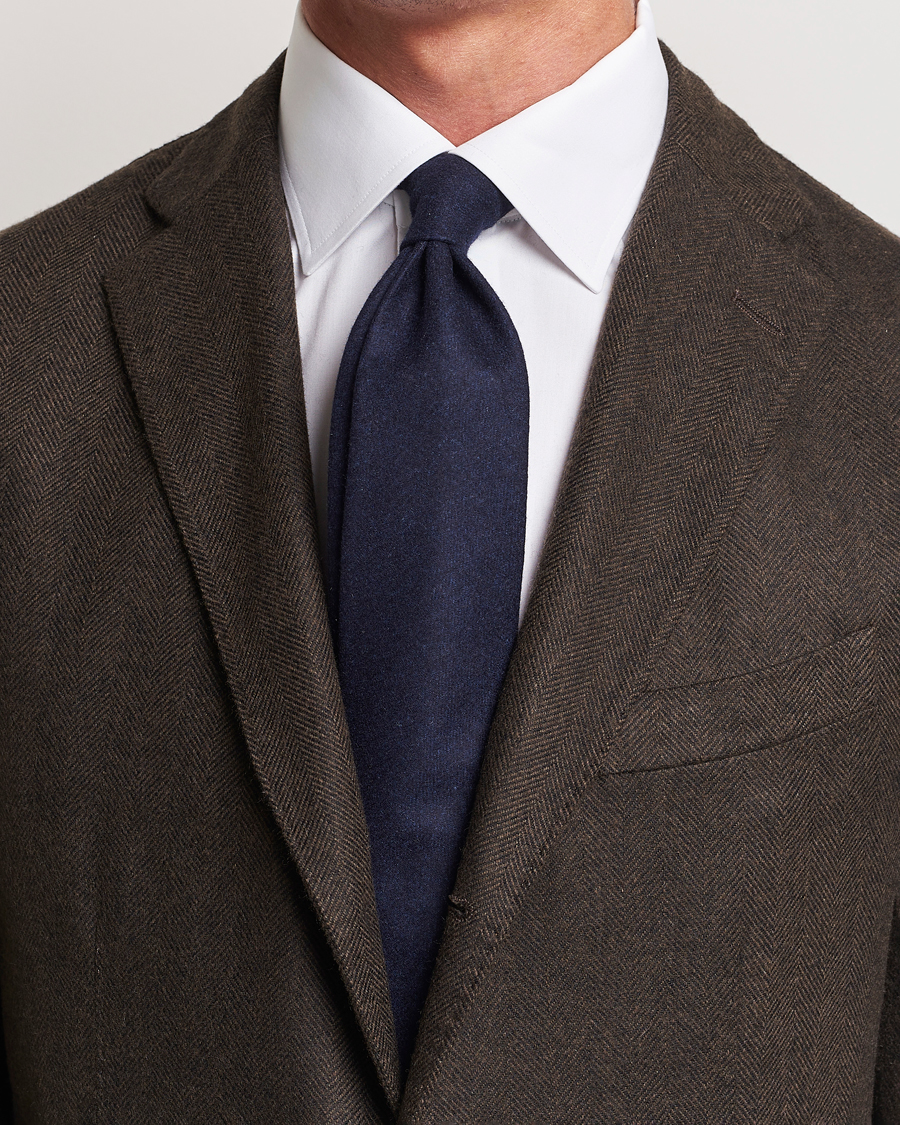 Herre |  | Amanda Christensen | Wool Flannel 8cm Tie Navy